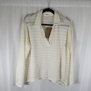 New Project Social T Swreater Women's Small Off White Knit Cotton Blend Pullover